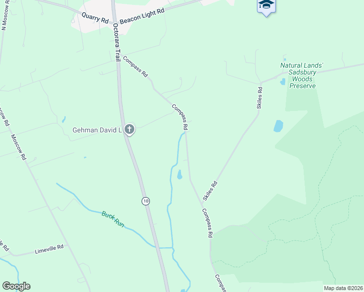 map of restaurants, bars, coffee shops, grocery stores, and more near 309 Compass Road in Parkesburg