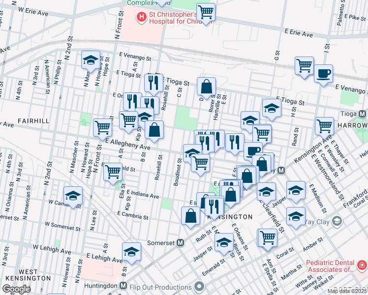 map of restaurants, bars, coffee shops, grocery stores, and more near 3207 Boudinot Street in Philadelphia