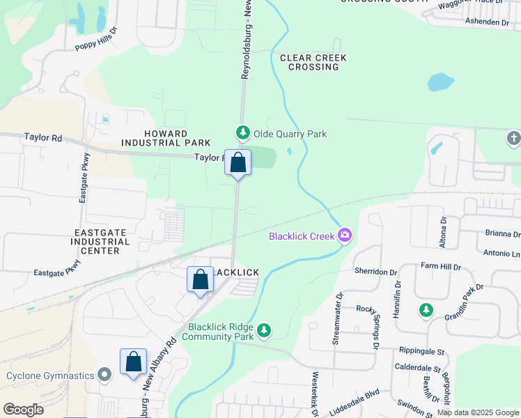 map of restaurants, bars, coffee shops, grocery stores, and more near 712 Reynoldsburg - New Albany Road in Blacklick