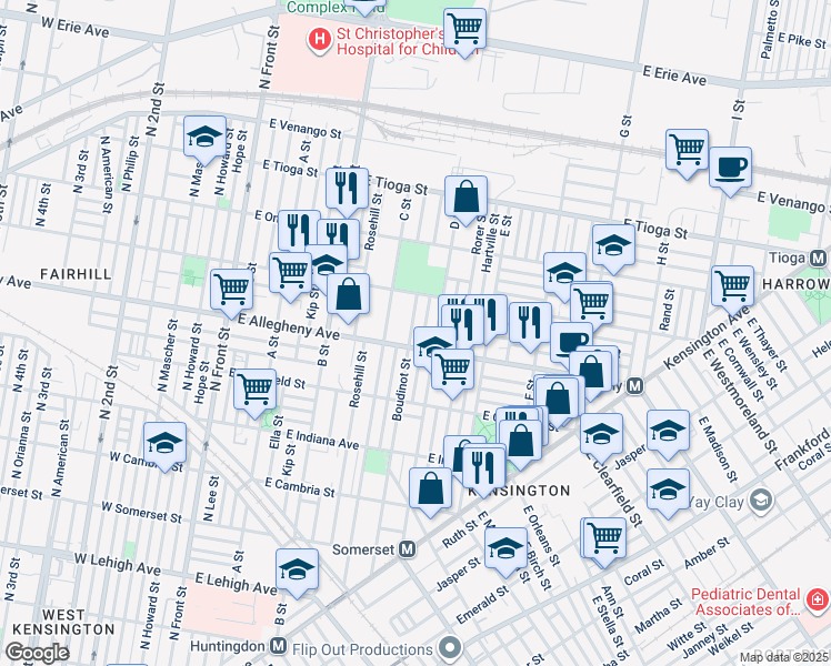 map of restaurants, bars, coffee shops, grocery stores, and more near 3209 Boudinot Street in Philadelphia