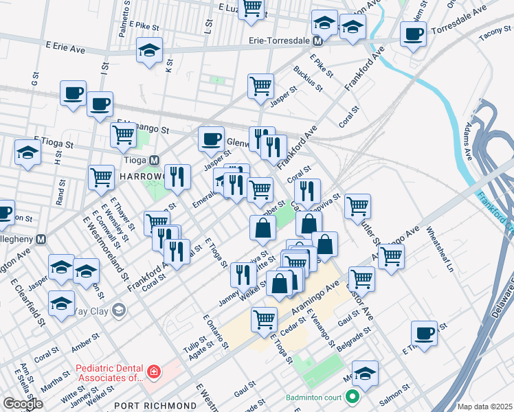 map of restaurants, bars, coffee shops, grocery stores, and more near in Philadelphia