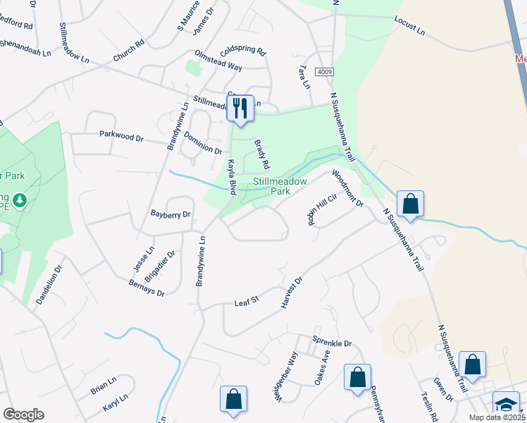 map of restaurants, bars, coffee shops, grocery stores, and more near 2822 Woodmont Drive in York