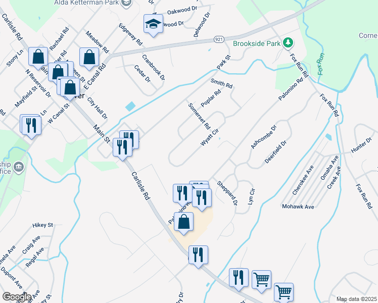 map of restaurants, bars, coffee shops, grocery stores, and more near 2036 Wyatt Circle in Dover