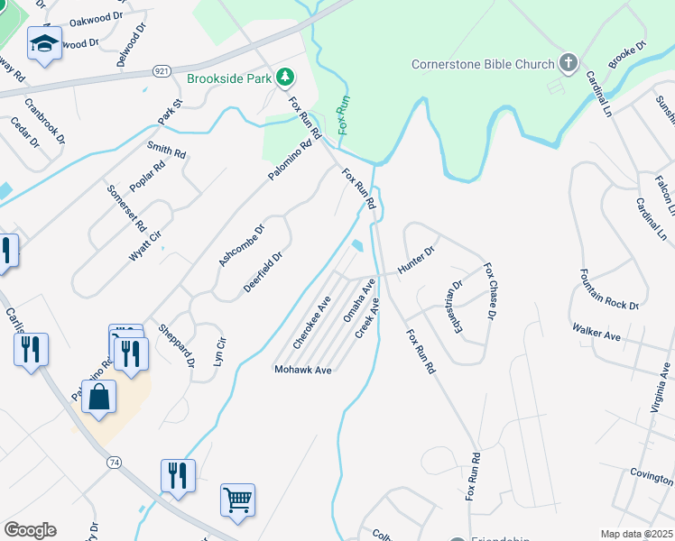 map of restaurants, bars, coffee shops, grocery stores, and more near 70 Chipawa Avenue in Dover