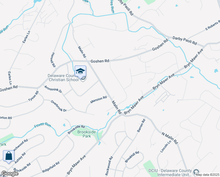 map of restaurants, bars, coffee shops, grocery stores, and more near 833 Malin Road in Newtown Square