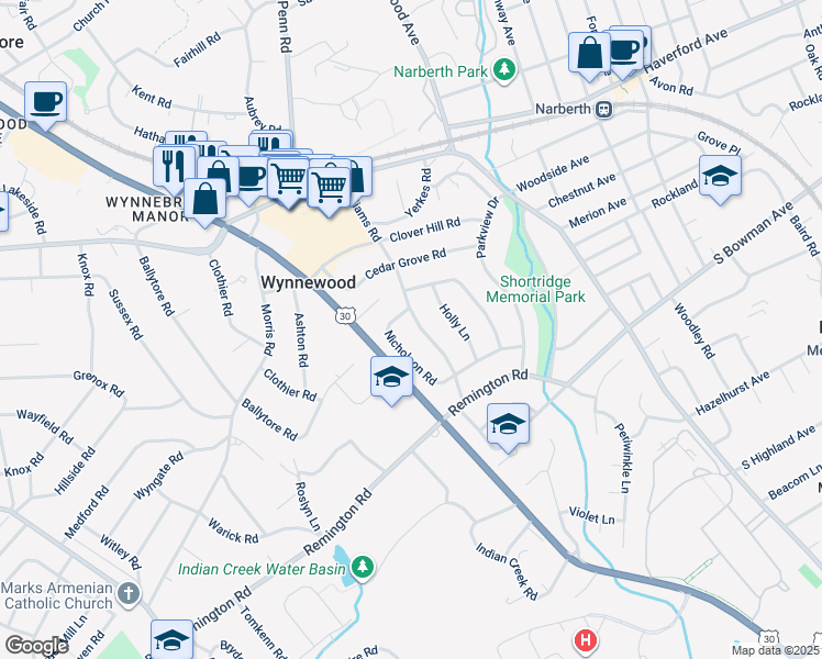 map of restaurants, bars, coffee shops, grocery stores, and more near 436 Williams Road in Wynnewood