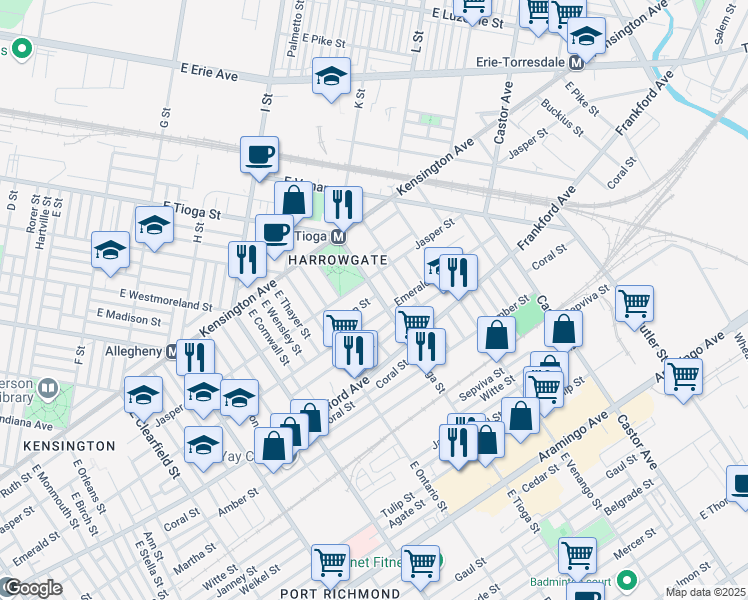 map of restaurants, bars, coffee shops, grocery stores, and more near in Philadelphia