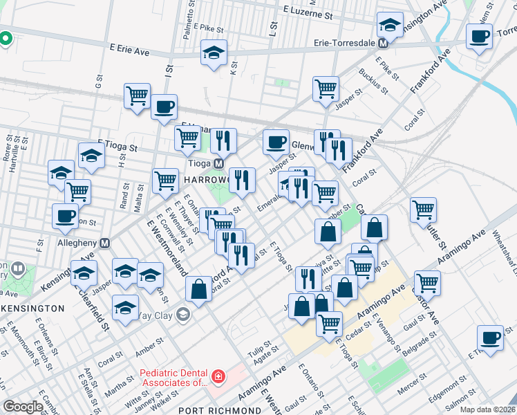 map of restaurants, bars, coffee shops, grocery stores, and more near in Philadelphia