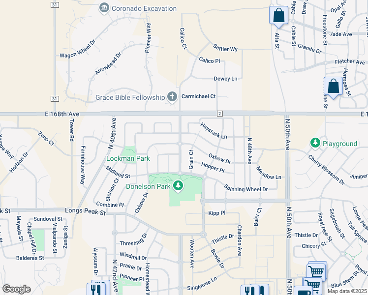 map of restaurants, bars, coffee shops, grocery stores, and more near 550 North 45th Avenue in Brighton
