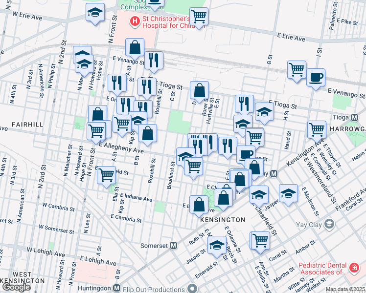map of restaurants, bars, coffee shops, grocery stores, and more near 3227 Hurley Street in Philadelphia