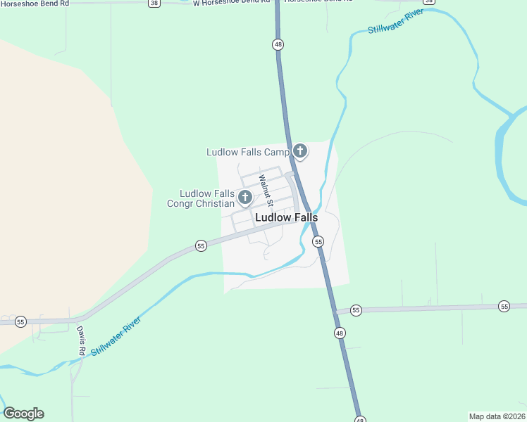 map of restaurants, bars, coffee shops, grocery stores, and more near 115 Vine Street in Ludlow Falls