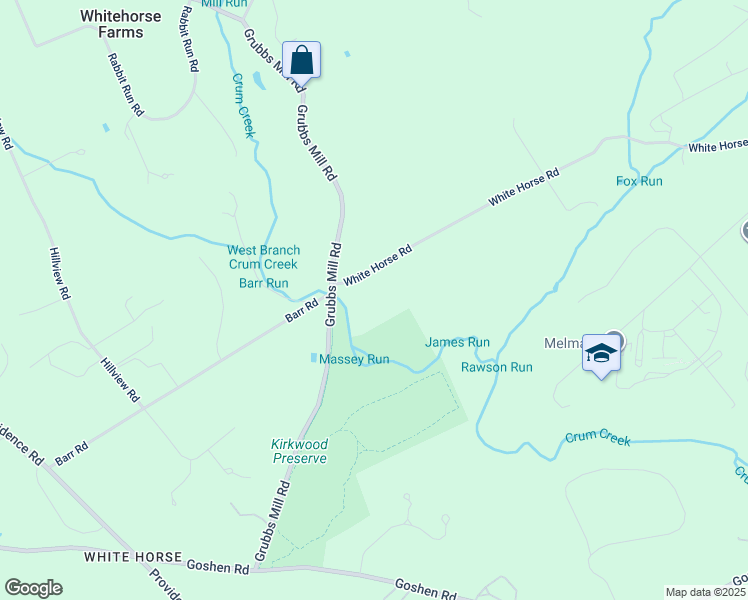 map of restaurants, bars, coffee shops, grocery stores, and more near 2706 White Horse Road in Berwyn