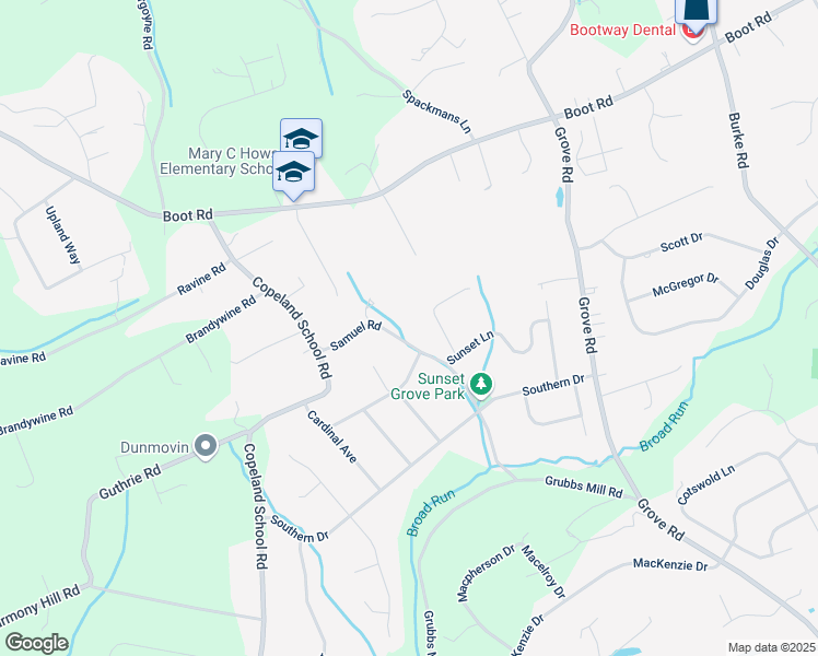 map of restaurants, bars, coffee shops, grocery stores, and more near 1279 Samuel Road in West Chester