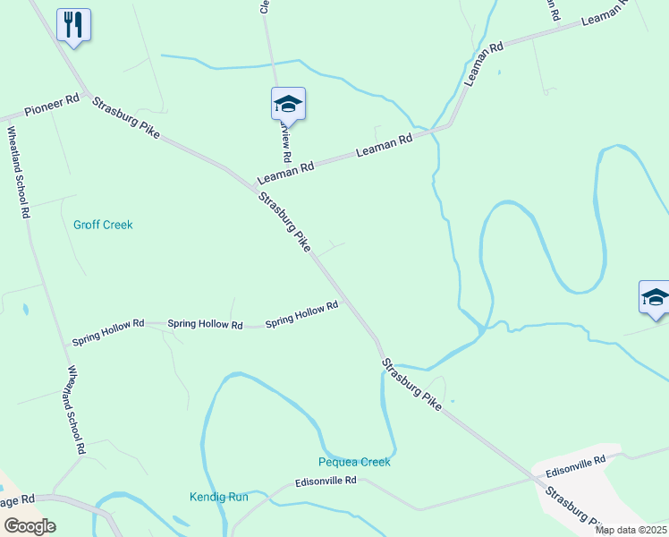 map of restaurants, bars, coffee shops, grocery stores, and more near 759 Strasburg Pike in Strasburg