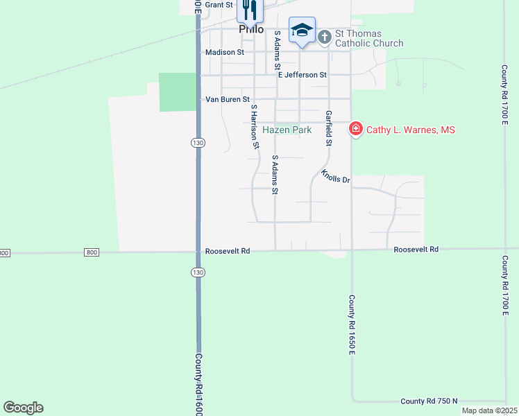 map of restaurants, bars, coffee shops, grocery stores, and more near 703 South Harrison Street in Philo