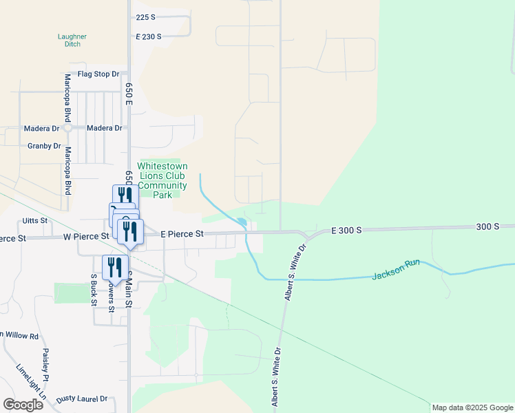 map of restaurants, bars, coffee shops, grocery stores, and more near 6920 East 300 South in Whitestown