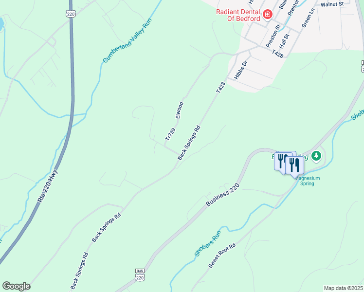 map of restaurants, bars, coffee shops, grocery stores, and more near 116 Tr739 in Bedford