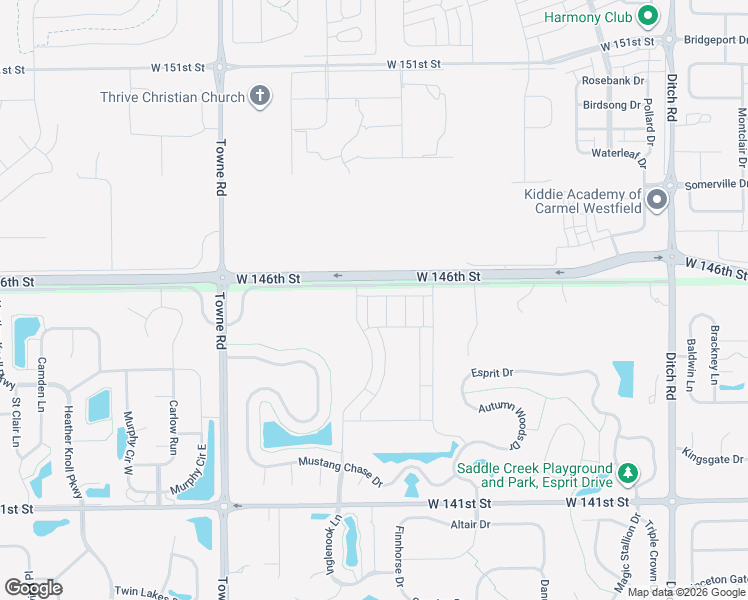 map of restaurants, bars, coffee shops, grocery stores, and more near 2135 West 146th Street in Westfield