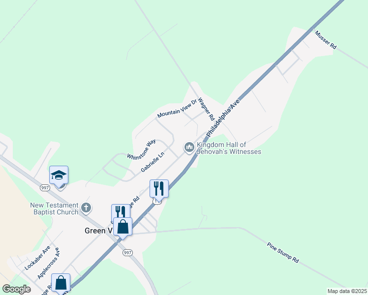 map of restaurants, bars, coffee shops, grocery stores, and more near 5881 Greenvillage Road in Chambersburg