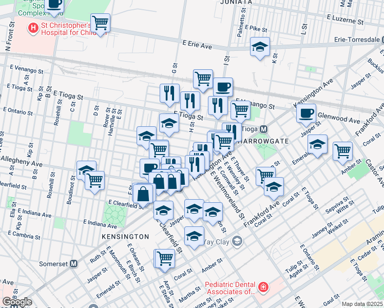 map of restaurants, bars, coffee shops, grocery stores, and more near 3330 Rand Street in Philadelphia