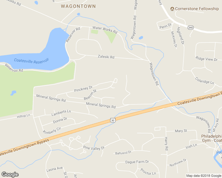 map of restaurants, bars, coffee shops, grocery stores, and more near 400 Ashburton Place in Coatesville