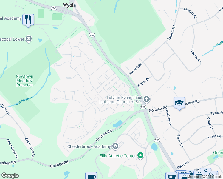 map of restaurants, bars, coffee shops, grocery stores, and more near in Delaware County