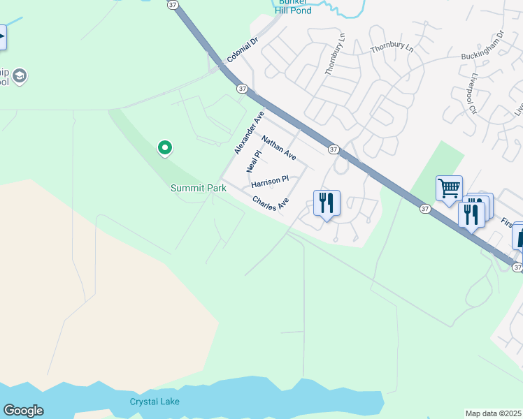 map of restaurants, bars, coffee shops, grocery stores, and more near 27 Charles Avenue in Manchester Township