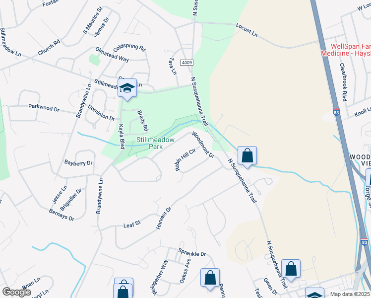 map of restaurants, bars, coffee shops, grocery stores, and more near 670 Robin Hill Circle in York