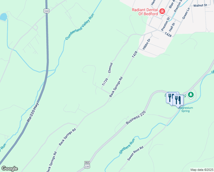 map of restaurants, bars, coffee shops, grocery stores, and more near 116 Tr739 in Bedford