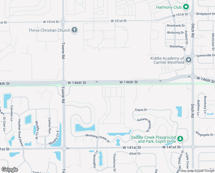 map of restaurants, bars, coffee shops, grocery stores, and more near 2135 West 146th Street in Westfield