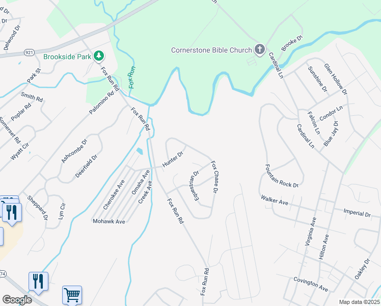 map of restaurants, bars, coffee shops, grocery stores, and more near 3789 Fox Chase Drive in Dover