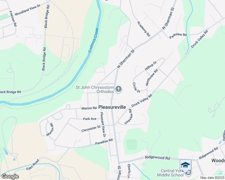 map of restaurants, bars, coffee shops, grocery stores, and more near 2406 North Sherman Street in York
