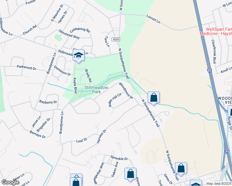 map of restaurants, bars, coffee shops, grocery stores, and more near 690 Robin Hill Circle in York