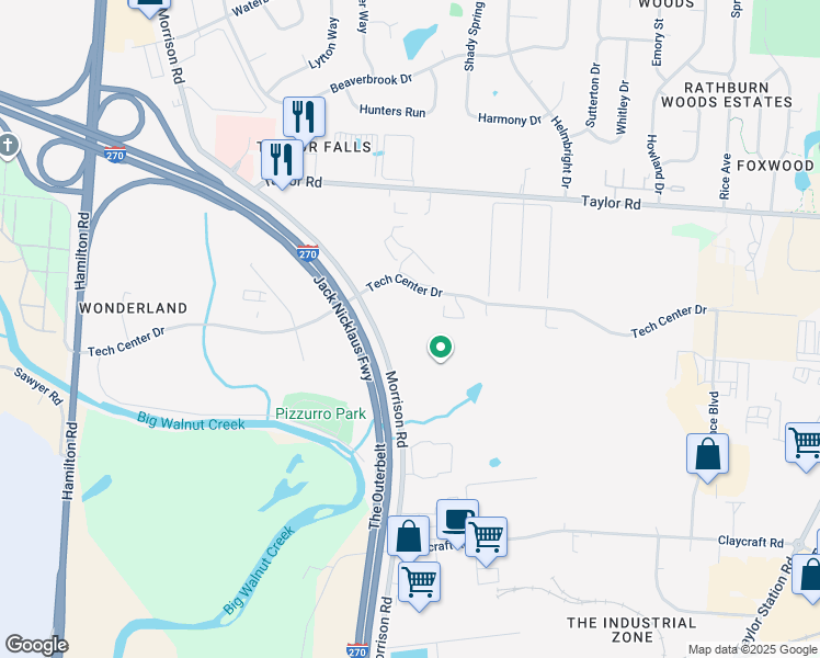 map of restaurants, bars, coffee shops, grocery stores, and more near 700 Morrison Road in Gahanna