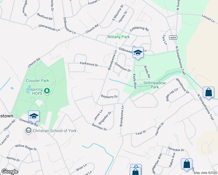 map of restaurants, bars, coffee shops, grocery stores, and more near 2380 Barrister Drive in York