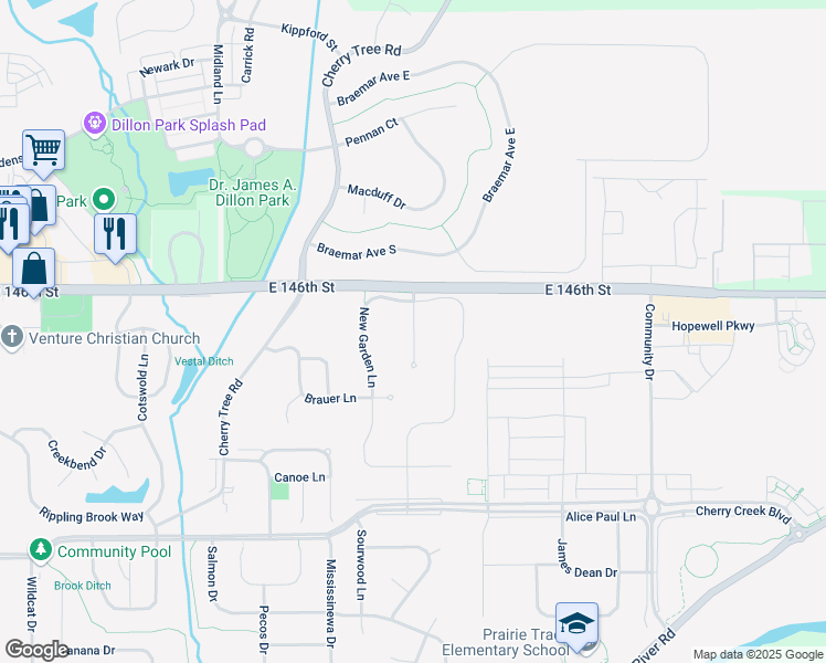 map of restaurants, bars, coffee shops, grocery stores, and more near 14543 Integrity Court in Carmel