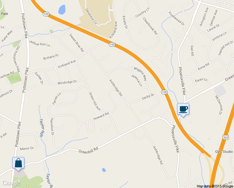 map of restaurants, bars, coffee shops, grocery stores, and more near 1238 Ashbridge Road in West Chester