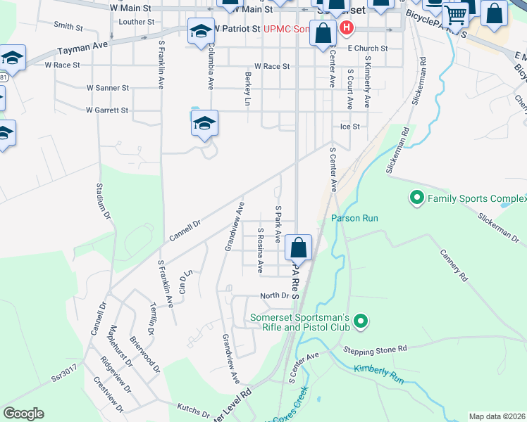 map of restaurants, bars, coffee shops, grocery stores, and more near 935 South Rosina Avenue in Somerset