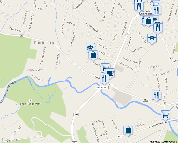 map of restaurants, bars, coffee shops, grocery stores, and more near 883 Rancocas Road in Westampton