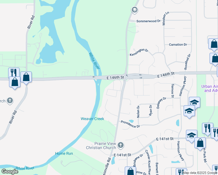 map of restaurants, bars, coffee shops, grocery stores, and more near 14480 Allisonville Road in Fishers