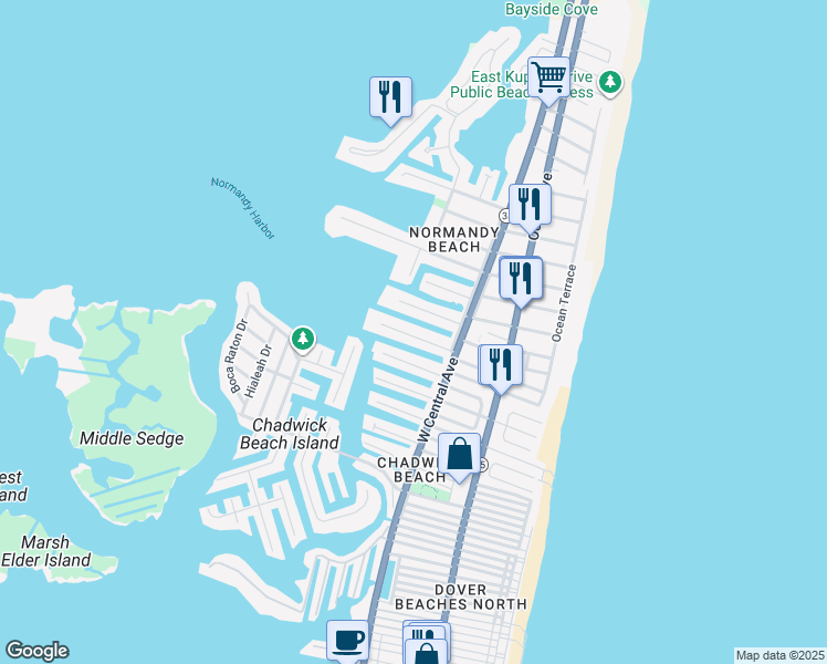 map of restaurants, bars, coffee shops, grocery stores, and more near 220 Hayes Court in Lavallette