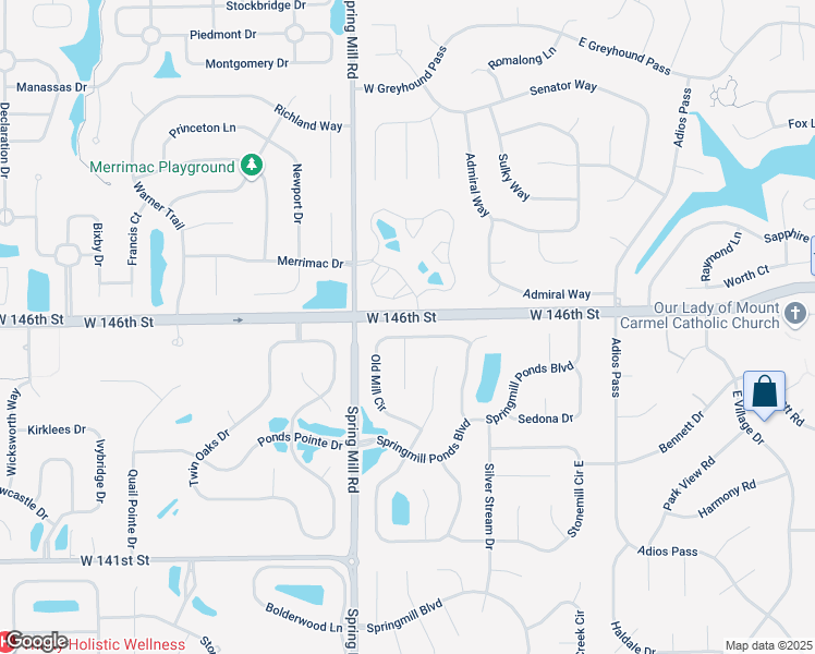 map of restaurants, bars, coffee shops, grocery stores, and more near 1584 Old Mill Circle in Carmel