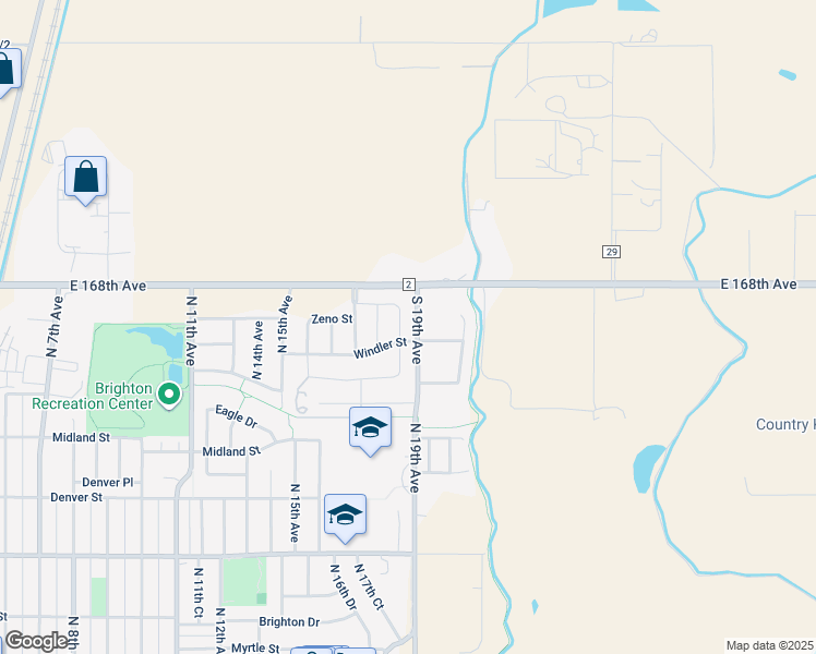 map of restaurants, bars, coffee shops, grocery stores, and more near 676 North 18th Place in Brighton