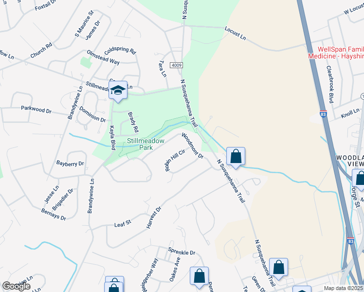map of restaurants, bars, coffee shops, grocery stores, and more near 670 Robin Hill Circle in York