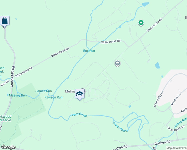map of restaurants, bars, coffee shops, grocery stores, and more near 2600 Crum Creek Drive in Berwyn