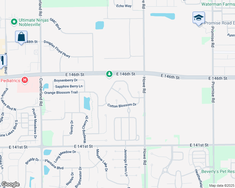 map of restaurants, bars, coffee shops, grocery stores, and more near 14460 Refreshing Garden Lane in Fishers