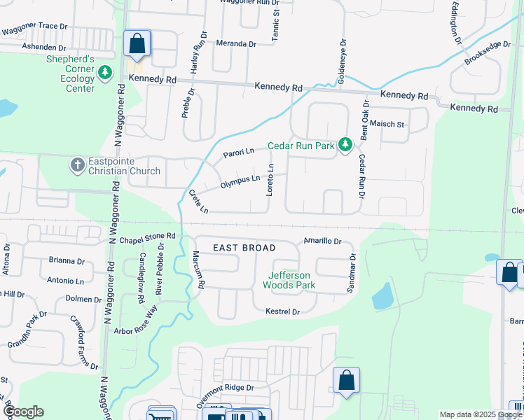 map of restaurants, bars, coffee shops, grocery stores, and more near 8347 Crete Lane in Blacklick