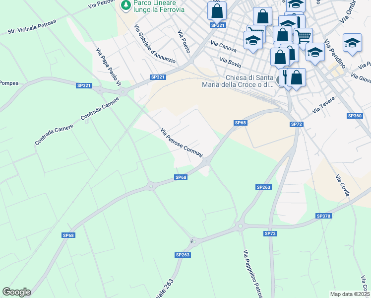 map of restaurants, bars, coffee shops, grocery stores, and more near 40 Via Petrose Cormuni in Provincia di Lecce