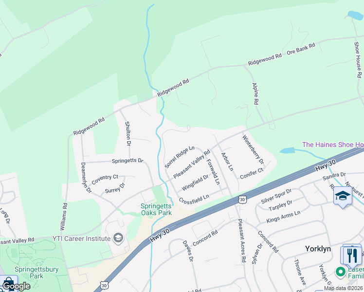 map of restaurants, bars, coffee shops, grocery stores, and more near 3687 Sorrel Ridge Lane in York