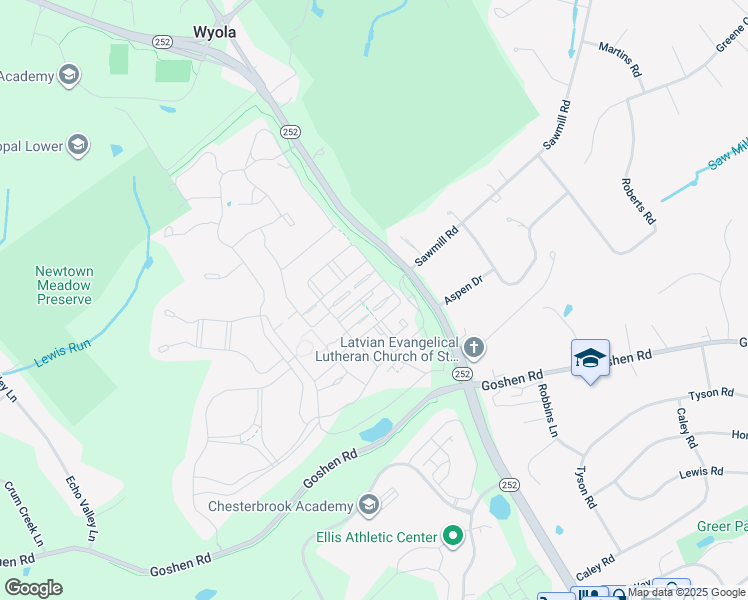 map of restaurants, bars, coffee shops, grocery stores, and more near 3710 Liseter Gardens in Newtown Square